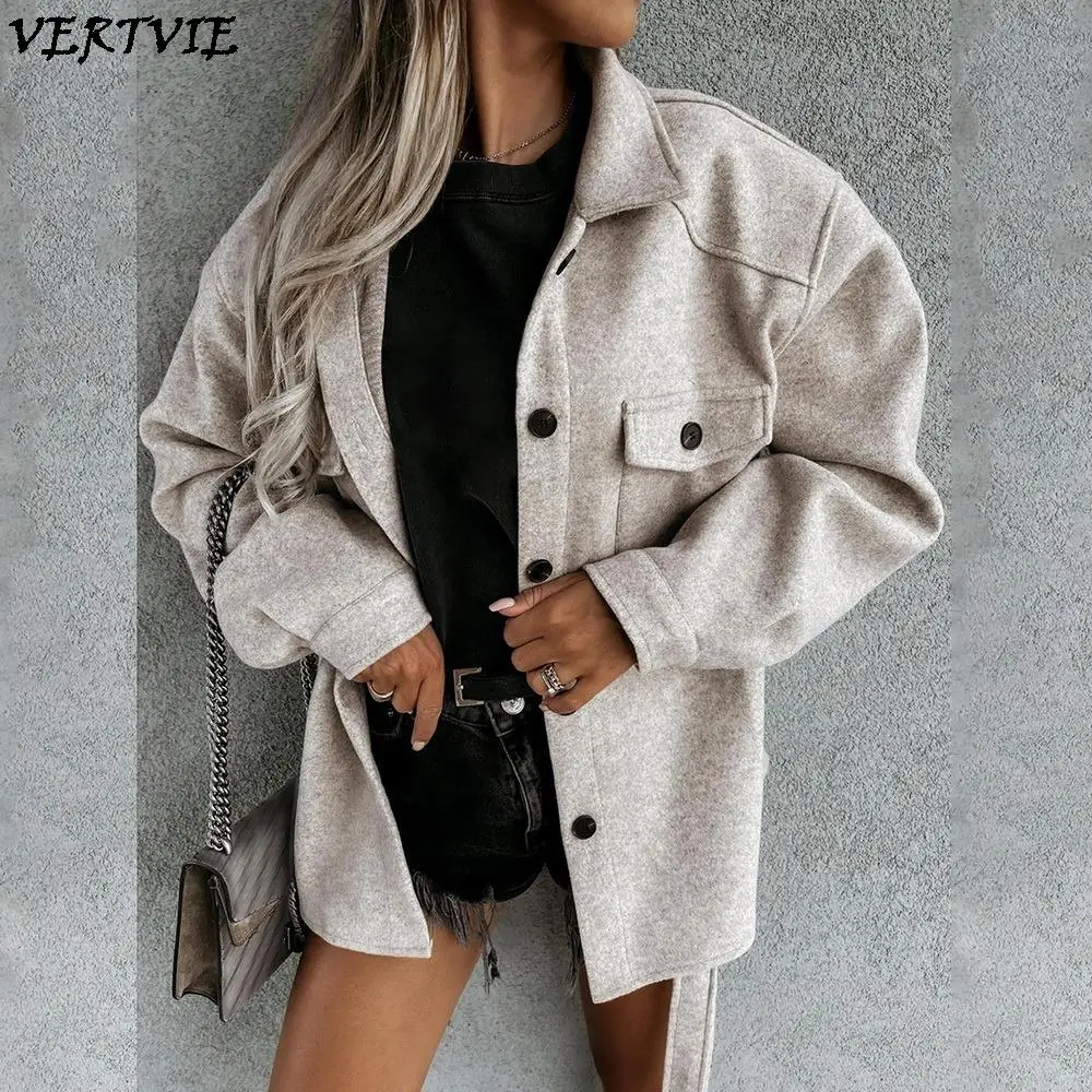 

Women Single Breasted With Belt Jacket Elegant Pocket Solid Tops Coat Vintage Turn-Down Collar Long Sleeve Autumn Casual Outwear