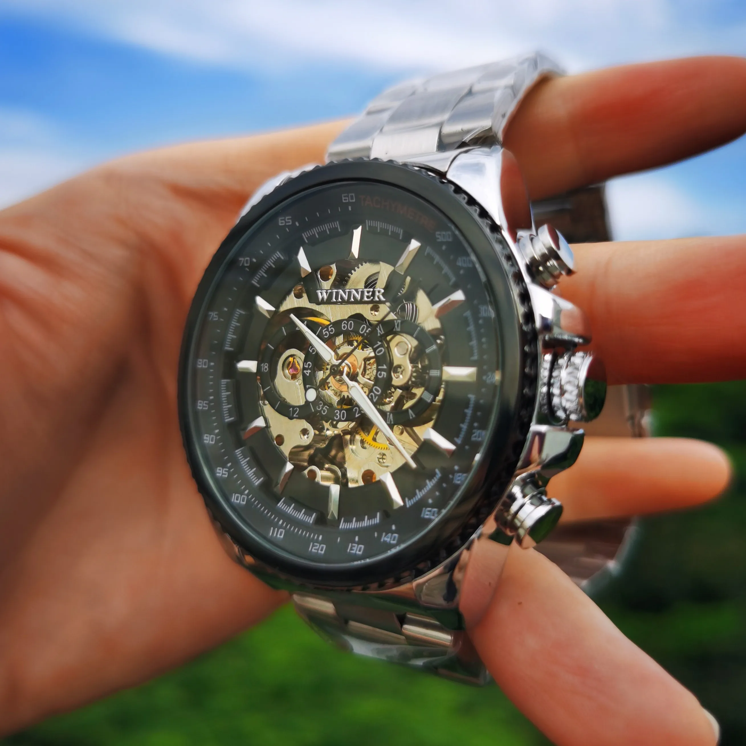 

Military Watch For Men Skeleton Automatic Mechanical Wrist Watches Top Brand Luxury 2020 Silver Gold Big Leather Reloj Hombre