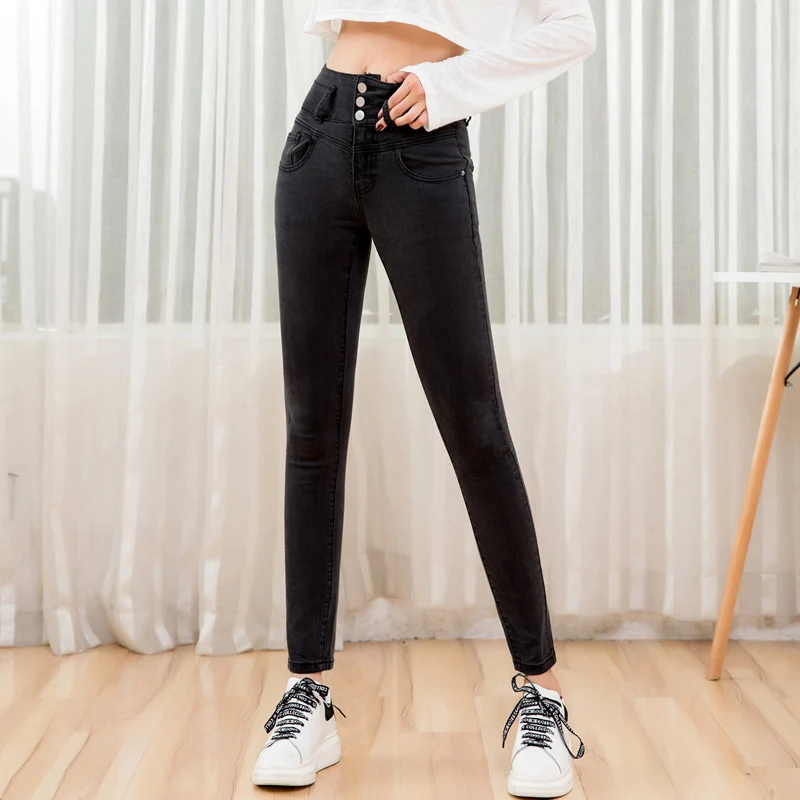 LEIJIJEANS, обтягивающие повседневные женские джинсы большого размера с высокой талией, удобные длинные женские джинсы размера плюс, черные, серые обтягивающие женские джинсы 9202
