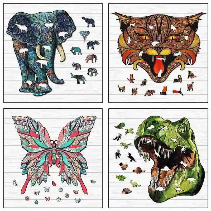 

Dinosaur Wooden Jigsaw Puzzle Toy Wooden Puzzles For Adults Puzzle Educational Wooden Games Butterfly Toys Kids Gifts Chris B3M7