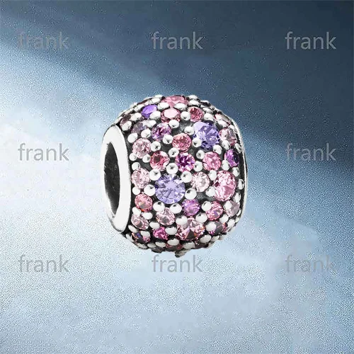 

791261ACZMX Pink & Purple Pave Ball Silver Charm