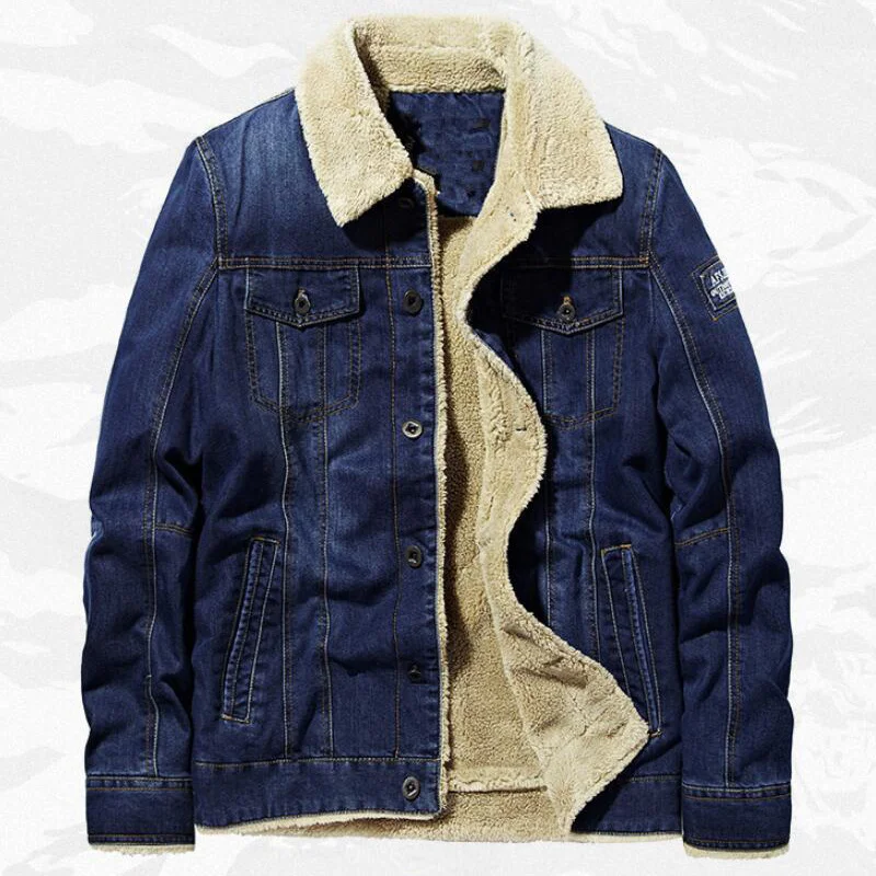 

Winter Thicken Denim Coat Men Outwear Plus Velvet Warm Jeans Jacket Man Casual Fur Thick Fleece Cowboy Parka Size 5XL 6XL