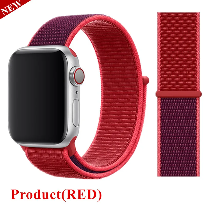 Product Red Спортивная петля ремешок apple watch band 42 мм 38 мм apple watch 4 3 band iwatch band 44 мм 40 мм correa pulseira 42 44 нейлоновый ремешок для часов - Цвет ремешка: Product Red