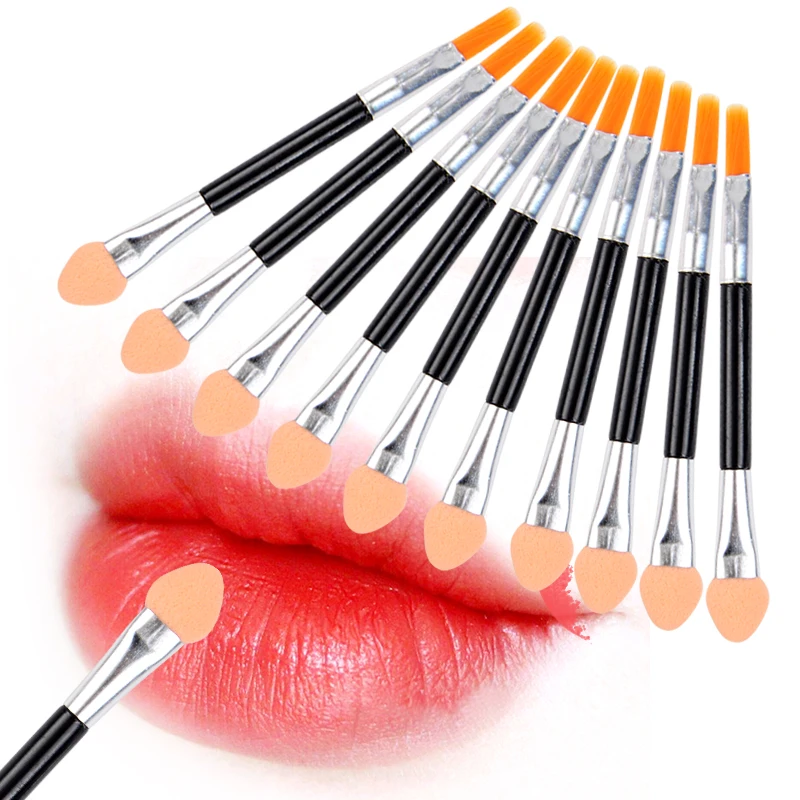 10 шт. двухсторонняя губка для теней век кисть подводки глаз губ губка-аппликатор