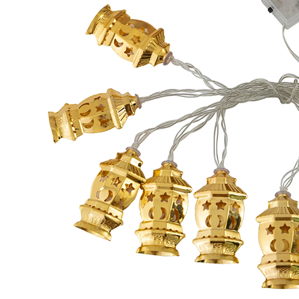 

Holiday Garden Decoration Lights String Hollow Lantern Light Metallic 10 LED String Lamp Ramadan Festival Decorations