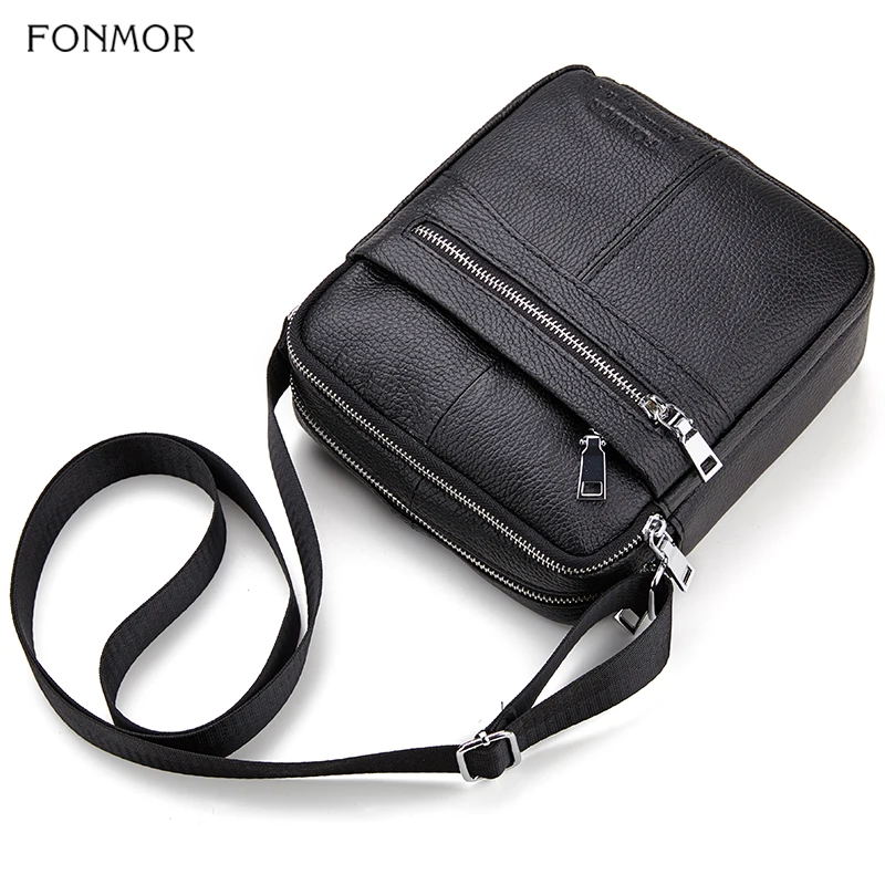 Мужская сумка мессенджер из воловьей кожи Fonmor маленькая через плечо натуральной