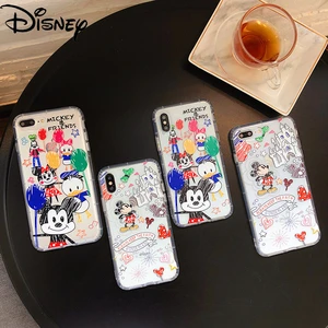 Disney Cartoon Graffiti Phone Case for iPhone13 13Pro 13Promax 12 12Pro Max 11 Pro X XS MAX XR 7 8 Plus Transparent Cover