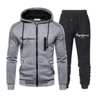 Новый модный спортивный костюм Pepe Jeans London с принтом на молнии, толстовки и брюки, комплект для мужчин и женщин, повседневный свитшот, спортивная одежда