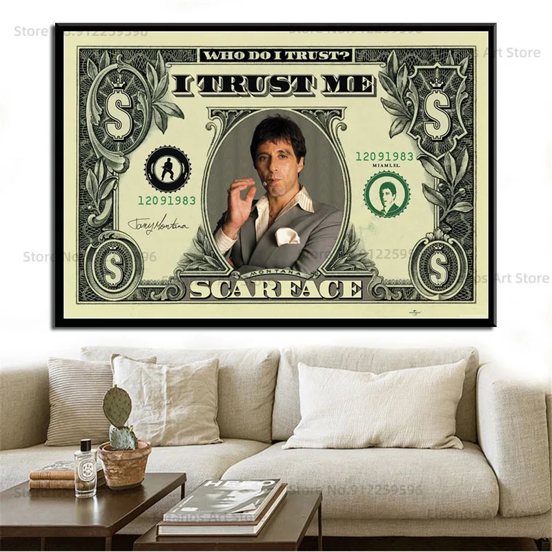Z412 Scarface The World Is Your Al Pacino in Dollor классическое искусство стен холст плакат домашний