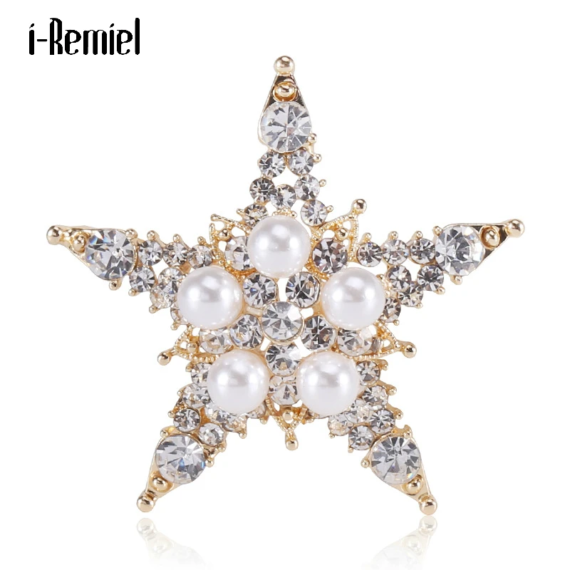 Броши звезды из высококачественного жемчуга Элегантные Роскошные ювелирные