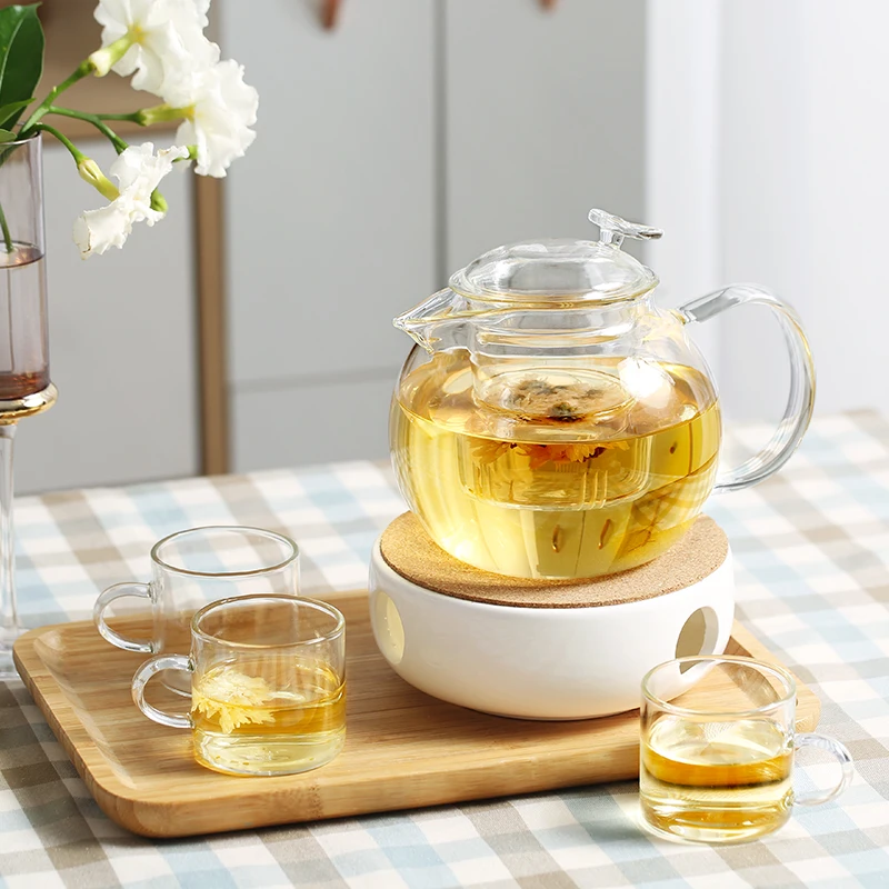 

YMEEI High Borosilicate Glass Teapot Transparent Kettle Filter Infuser Teapot Heat-resisting For Boiling Water Juice Household