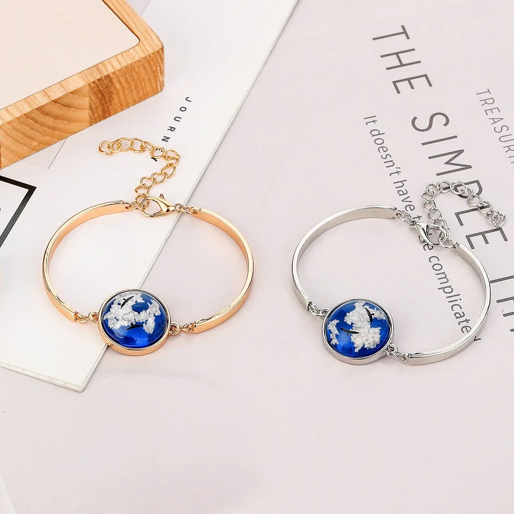 Новинка 2019 Модный женский и мужской браслет с голубым небом белым облаком орлом