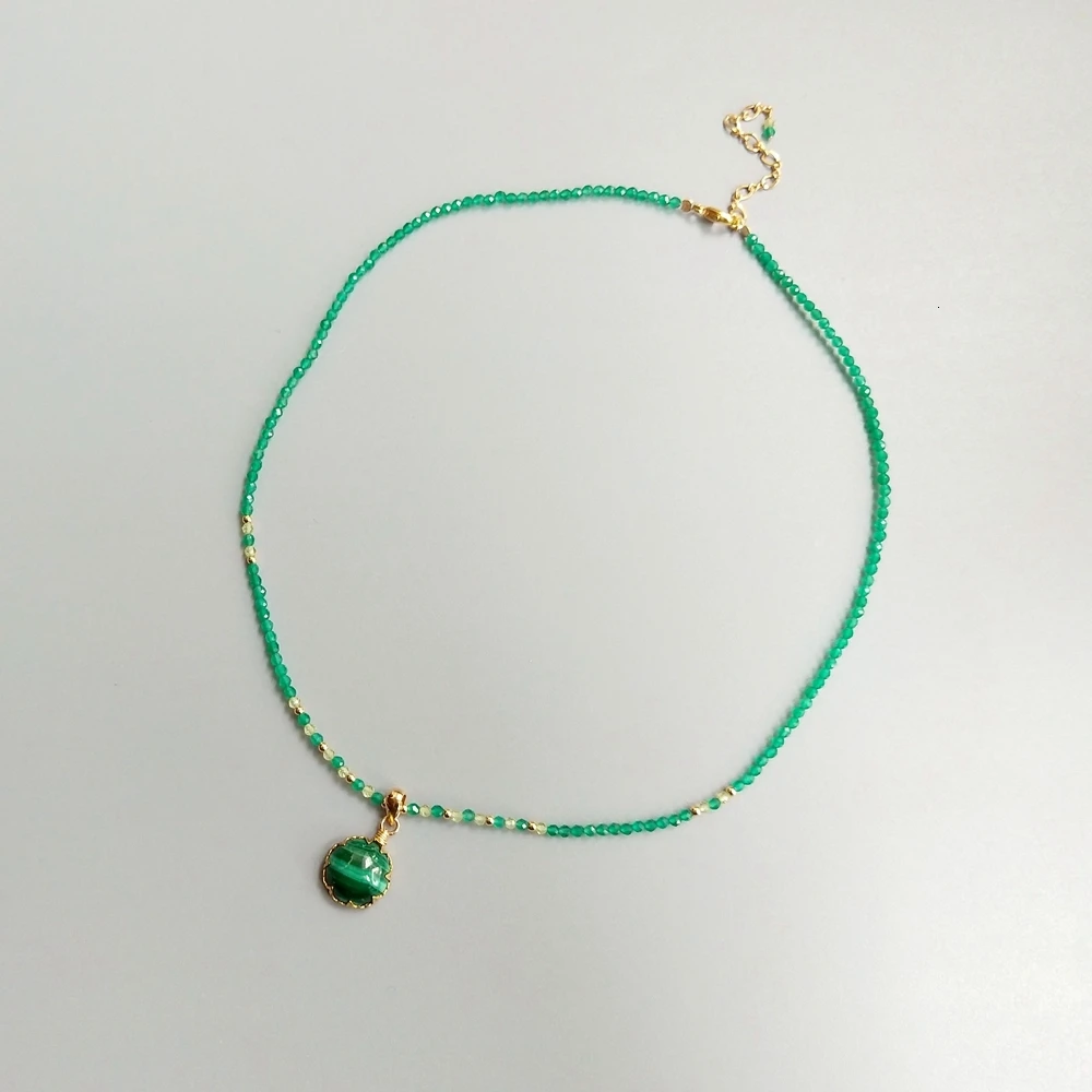 LiiJi уникальный подлинный Малахит Подвески зеленый оникс Перидот позолоченный