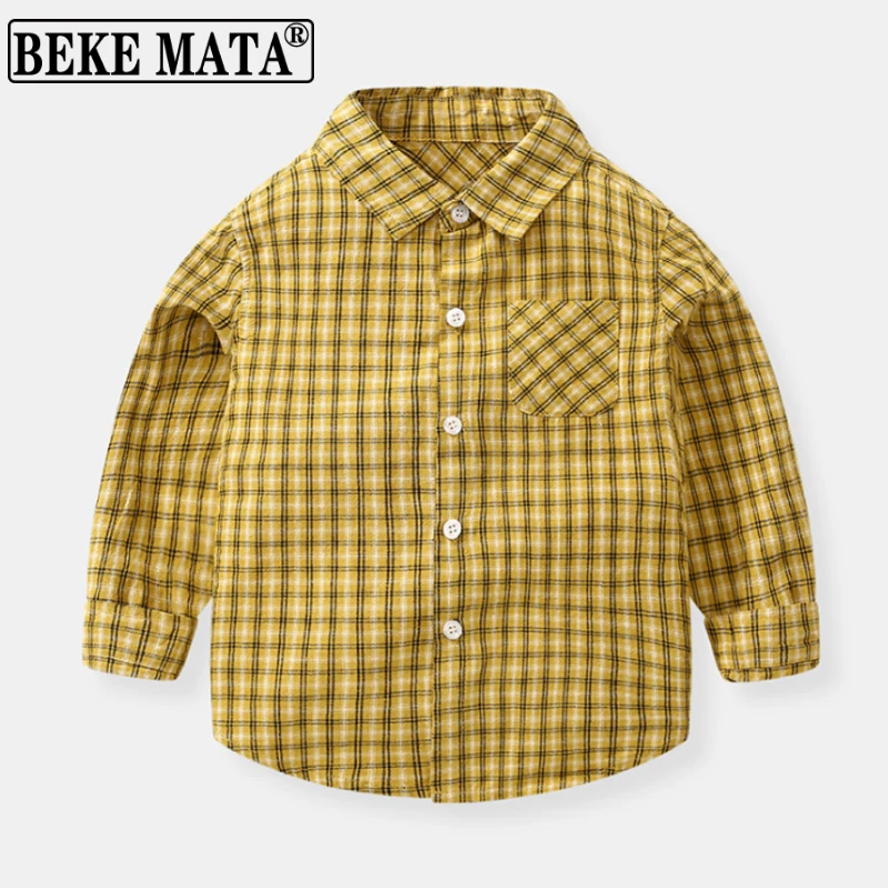 

BEKE MATA Plaid Shirts For Boys 2021 NEW Spring Toddler Boy Clothes Long Sleeve Kids Shirts Boy Tops Cotton Children Clothing