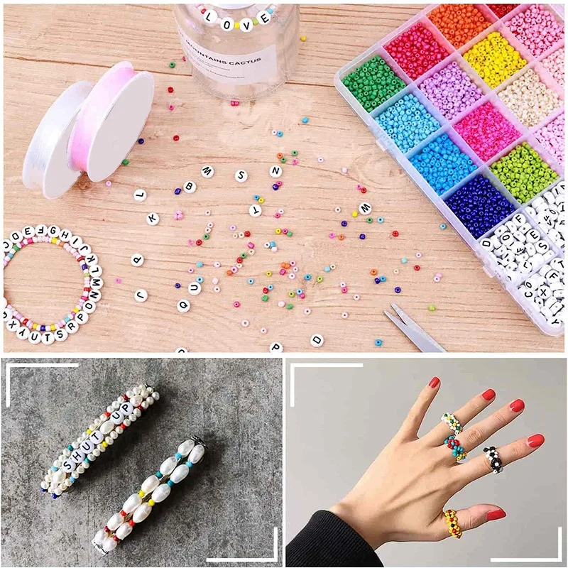 

Beaded for Bracelet and Jewelry Making, m Small Beaded, Alphabet Beads and Elastic String for Friendship Bracelet