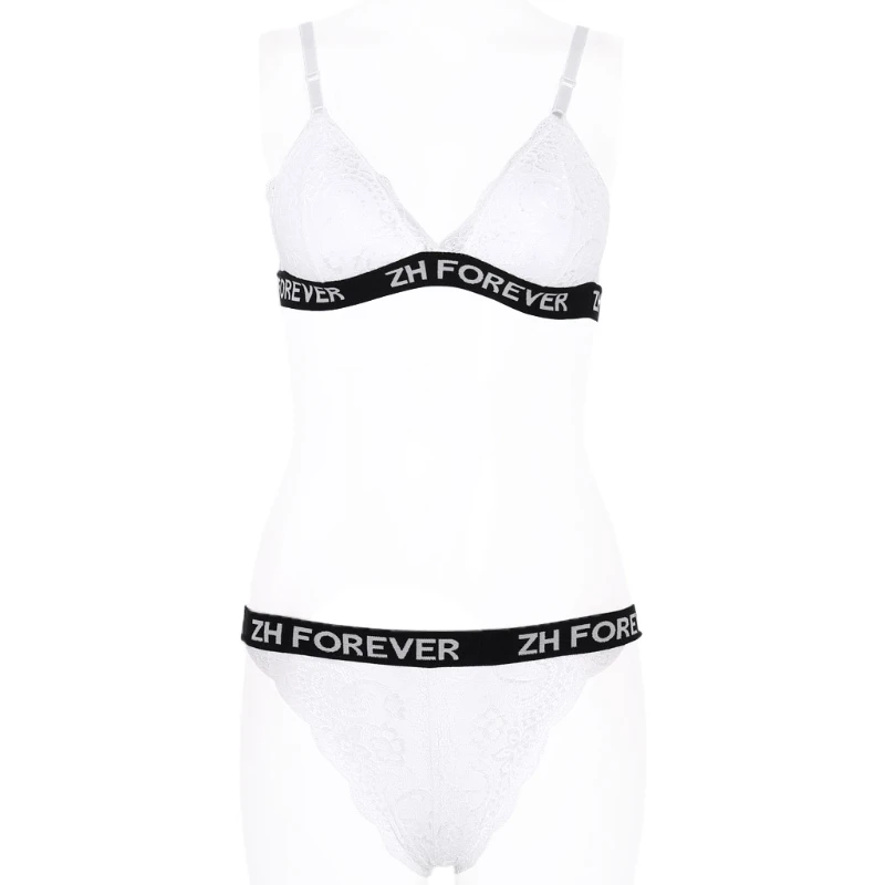 

Комплект женского нижнего белья с цветочным кружевом и глубоким V-образным вырезом