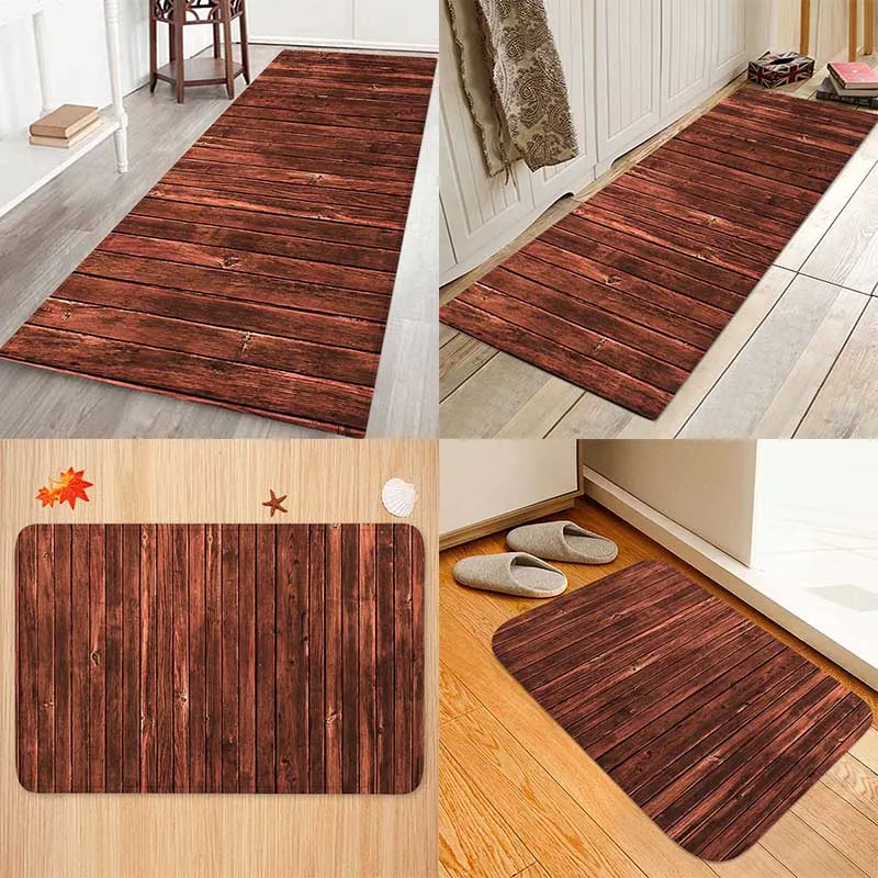 Brown wood bars Flannery printing Anti-Slip absorbent home mat