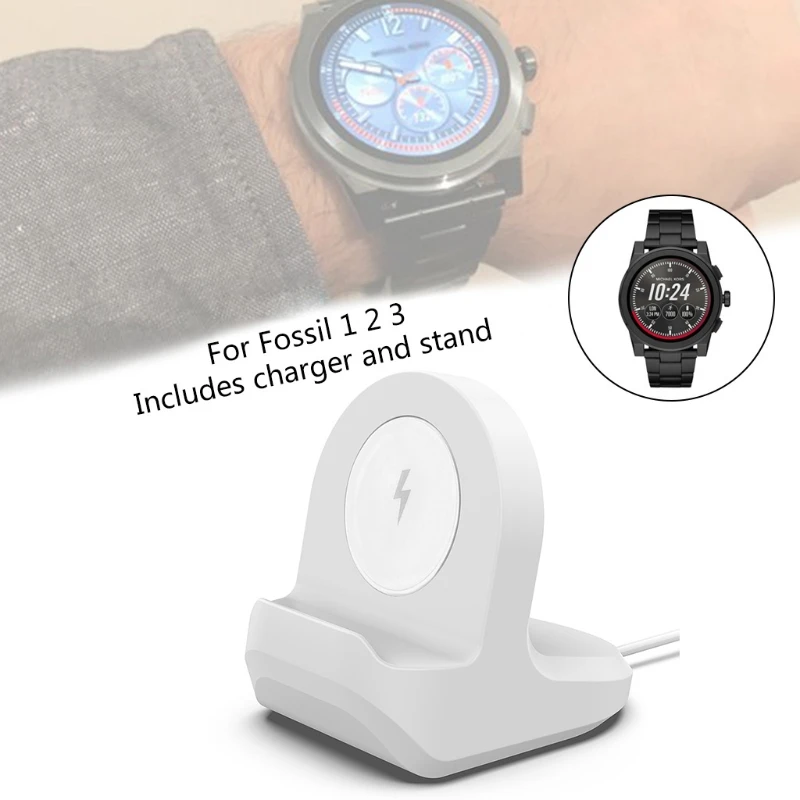 

Portable Wireless Charging Base Stand Dock Smart Watch Charger Cable for Fossil- Q Gen 1 2 3 Founder/Wander/Marshal
