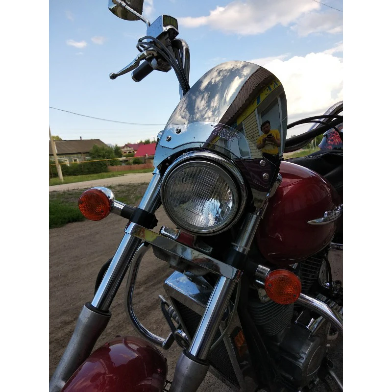 Фото Лобовое стекло мотоцикла для Suzuki Boulevard S40 S50 S83 Intrumer 1400 VS1400GLP, верхняя вилка, крепление на трубку, козырек для лобового стекла №2