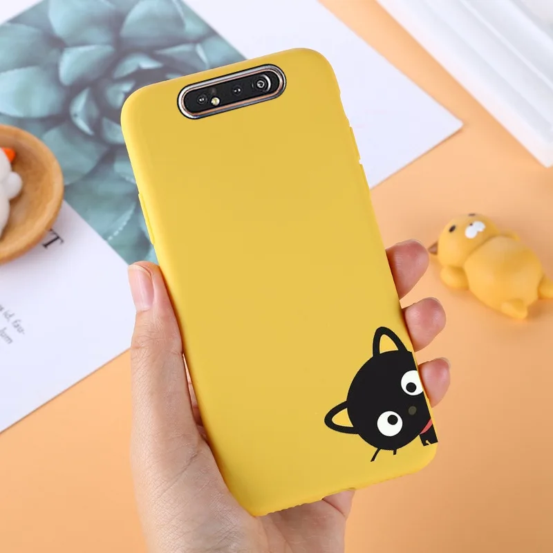 051 Yello ТПУ чехол для samsung Galaxy A80 силиконовый милый для samsung задняя крышка A 80 A805F A50 A70 A10 A20 A10S A40 протектор черный - Цвет: 051