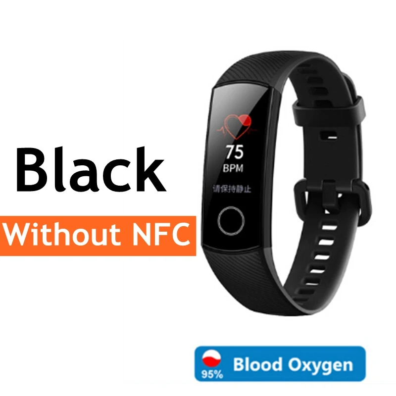 Black honor band 5 NFC версия huawei Honor Band 5, смарт-браслет, оксиметр, 4 цвета, экран, плавающий ход, Обнаружение сна, монитор Honor Band 5, синий, розовый, зеленый - Цвет: Black honor band 5