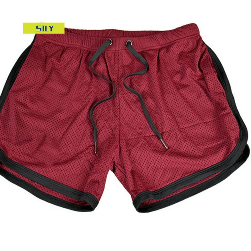 

2021 Summer New Casual Sports Shorts Men's Fitness Mesh Sports Pants Elastic Belt Zipper Pocket Men's Soft Cotton Blend Running