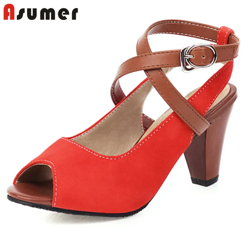 Женские босоножки с открытым носком ASUMER леопардовые сандалии пряжкой на высоком