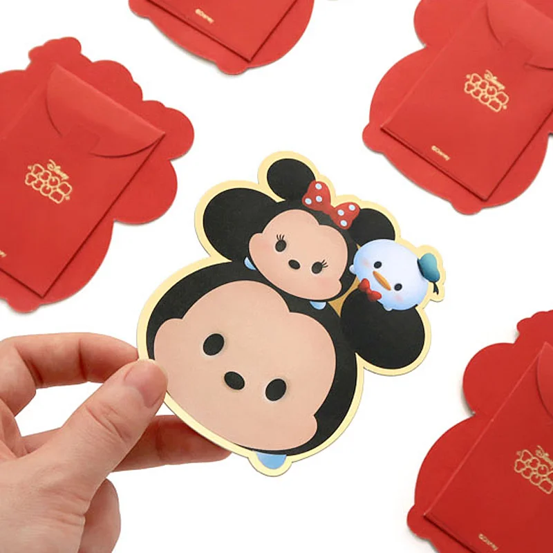 Disney-sobre rojo tridimensional de dibujos animados, Mickey Mouse, Mickey Mouse, idea para sellar el paquete de A&ntilde;o Nuevo-3
