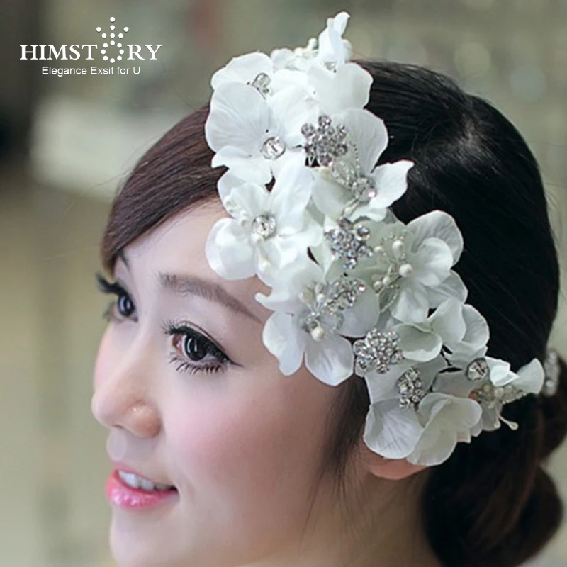

HIMSTORY Elegance Handmade Floral Flowers Bridal Wedding Hair Jewelry Accessory Wedding Headpiece Headdress Tiara