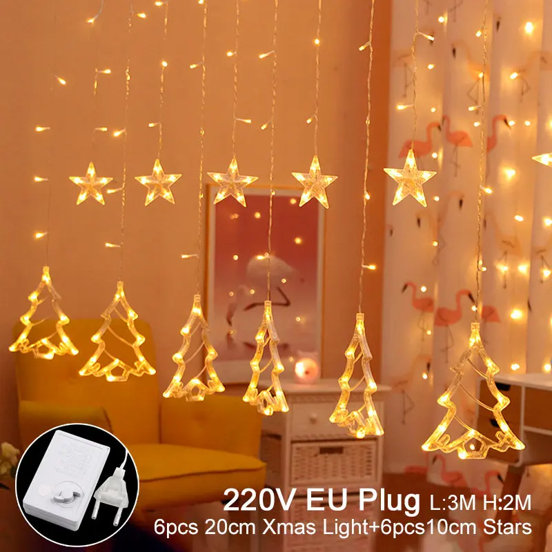 220V EU 2 СВЕТОДИОДНАЯ Гирлянда со звездой лося, рождественские украшения, Рождественское украшение для дома, новогодний декор - Цвет: 220V EU 2
