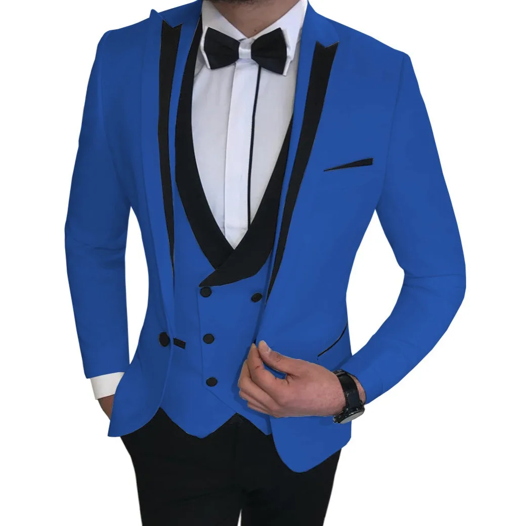 as picture Костюмы Под заказ Slim Fit 3 шт. деловой пиджак жениха смокинг Блейзер белые костюмы для свадьбы выпускной вечер(Блейзер+ жилет+ брюки - Цвет: as picture