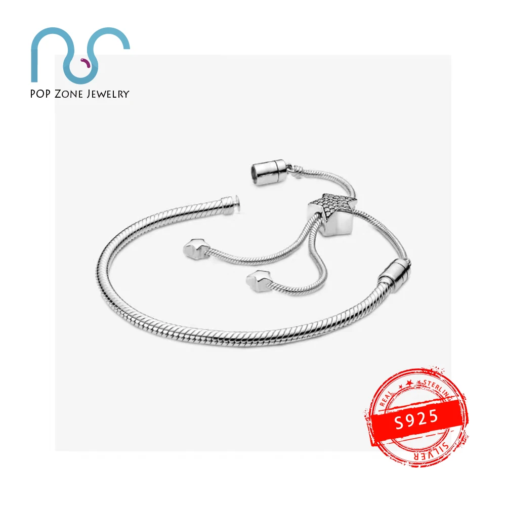 

Fit Original Pan Charm Bracelet S925 Sterling Silver Bracelet Close Star Studded Snake Slider Bracelet String Female New Jewelry