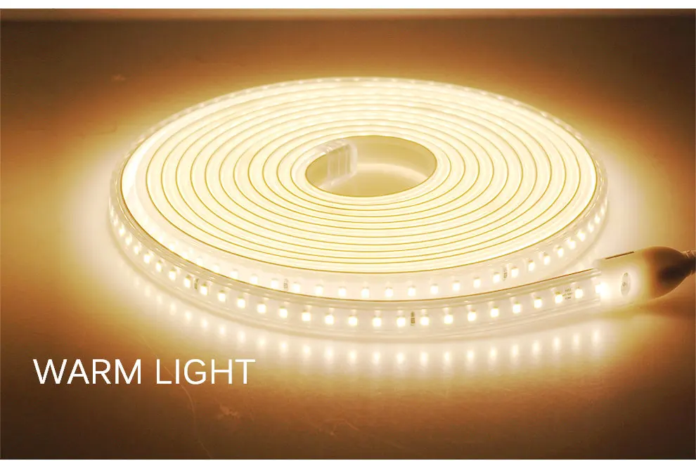Warm Light Светодиодная лента AC220V 2835, гибкий светильник, высокая яркость, наружный безопасный водонепроницаемый светильник с европейской вилкой питания 120 светодиодный s ландшафтный светильник s - Испускаемый цвет: Warm Light