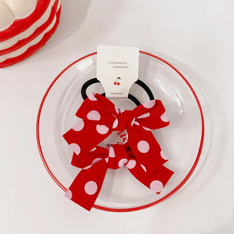 

Cute Baby Candy Colors Bow Elastic Hair Ring Rope Ponytail Hair Ties for Girls Rhinestone Rubber Bracelet for Kids Hair Bands