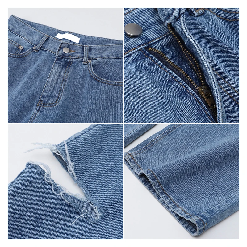 

Nbpm New 2021 Fashion Ripped Jeans For Women Boyfriend Jeans For Women Jeans Woman High Waist Streetwear Pants Trousers Wide Leg