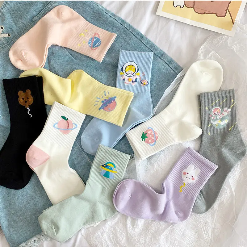 Носки дышащие в японском стиле женские милые Мультяшные кавайные для девочек