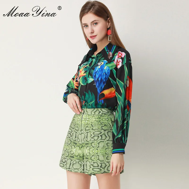 Женский Дизайнерский Костюм MoaaYina комплект из двух предметов рубашка с длинным