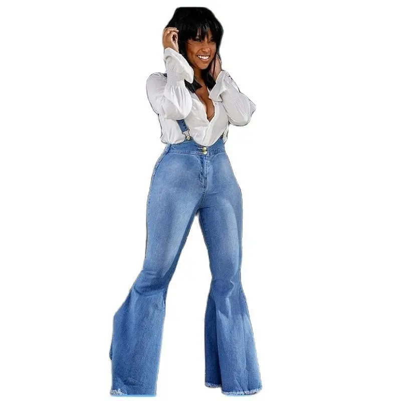 

Женский джинсовый комбинезон Rave Festival, цельный комбинезон на подтяжках с открытой спиной, Свободный комбинезон с широкими штанинами, 2023