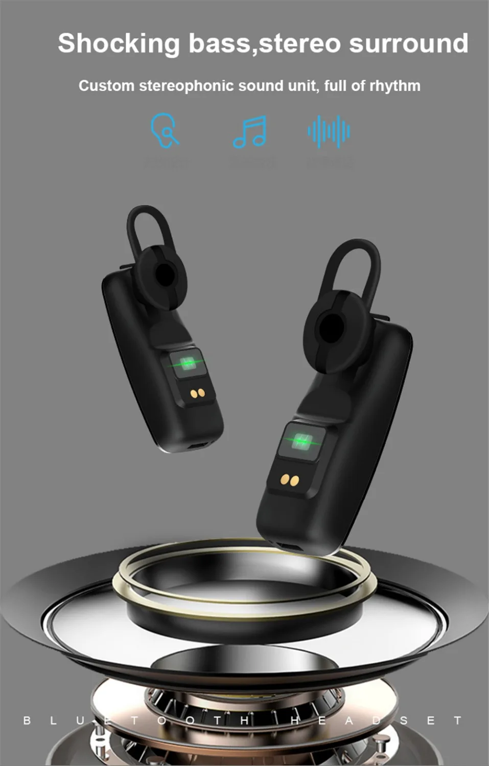 2 в 1 Смарт-браслет с Bluetooth наушниками, пульсометр, монитор артериального давления, смарт-браслет, спортивный фитнес-трекер для mi Band 2