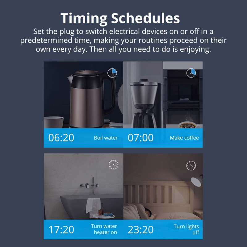 

Sonoff S26R2 WiFi Smart Socket TPF/TPL/TPN On/off Smart Scene Timing Smartphone APP EWeLink Share Control Support Alexa Google