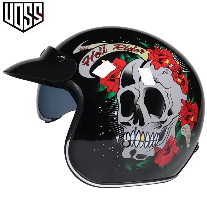 Retro motorcycle helmet 3/4 open half helmet unisex capacete vintage ABS material VOSS-060