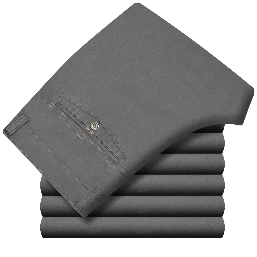 

Spring Straight Loose High Waist Basic Solid White Middle-aged Black Men Dad Dress Trousers Thin Cotton Casual Pants Breathable