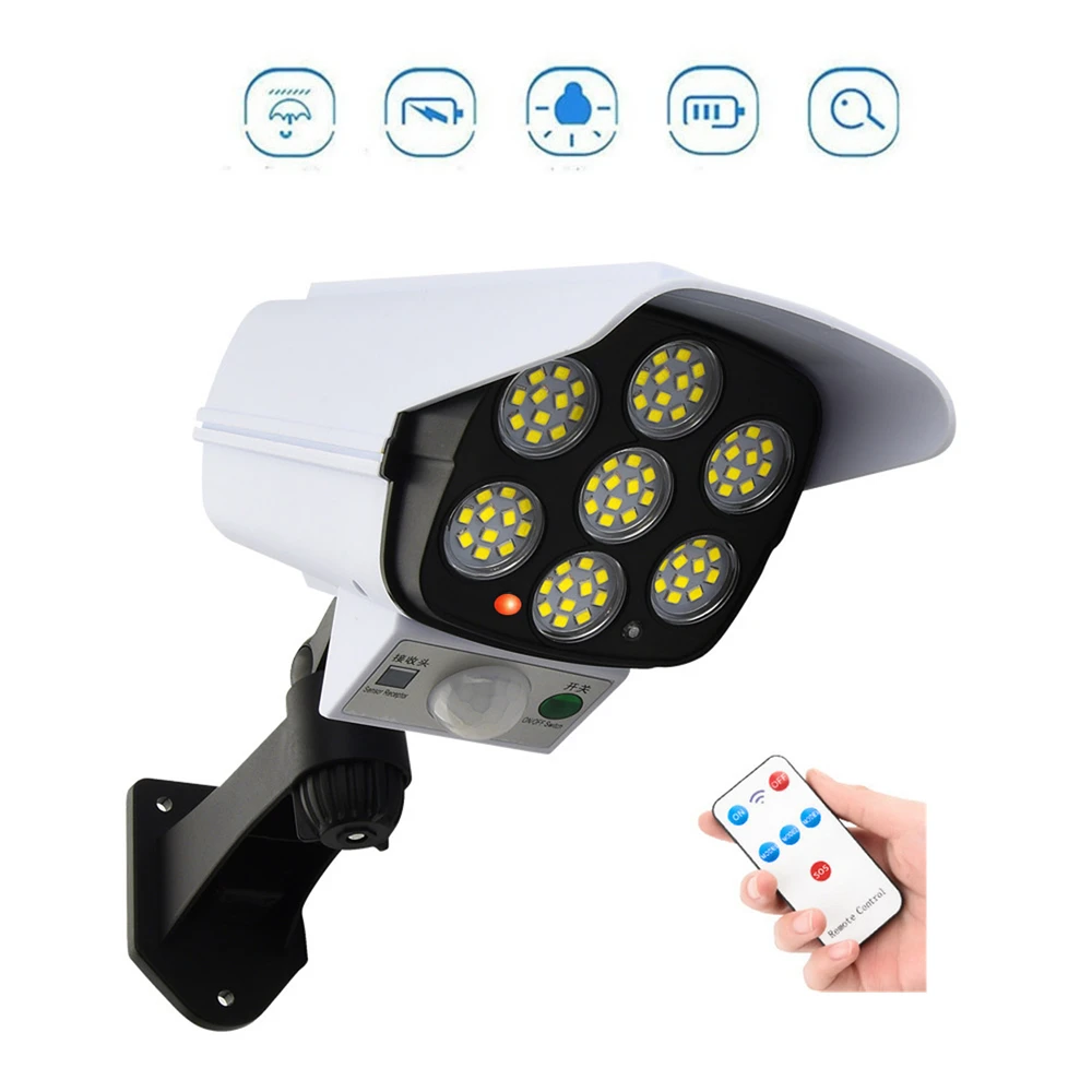 

remote Solar motion sensor Power Charging Simulation Camera Outdoor Waterproof LED Lighting Lamp Dummy Camera induction lamp Bui