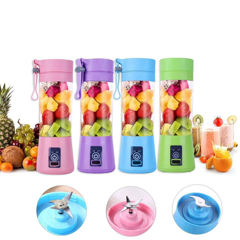 2/4 /6 Blades Portable USB Electric Smart Home Fruit Juicer Vegetable Juice Maker Blender Rechargeable Cup With Charging Cable