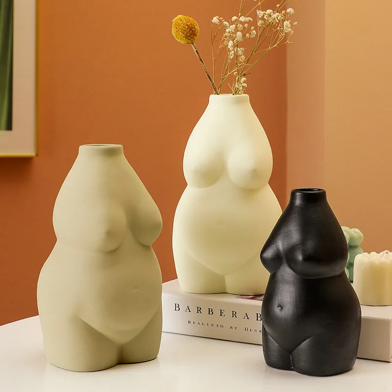 

Female Body Shape Vase for Decorative Boho Home Decor 6.3inch Small Ceramic Flower Vase Desk Ornaments Frosted Porcelain Crafts