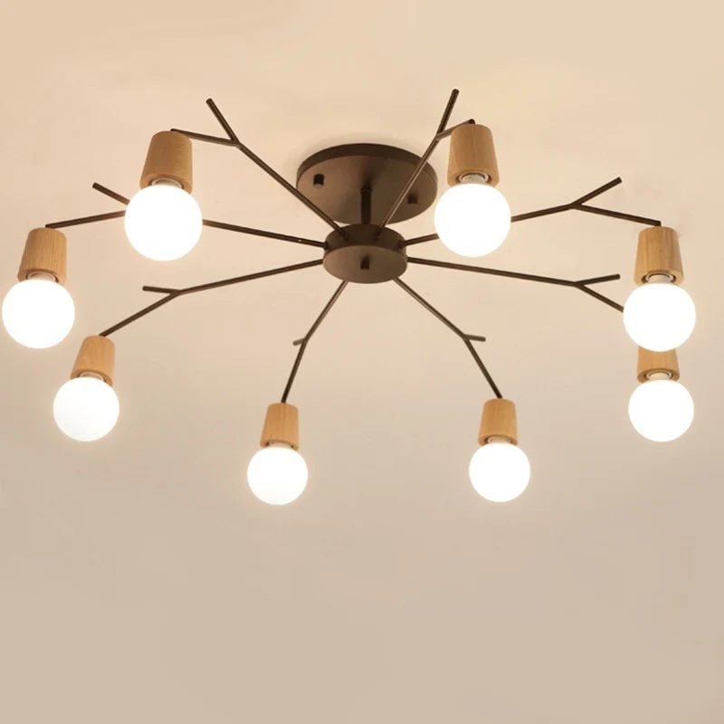 Деревянный светодиодный потолочный светильник E27 современный для гостиной