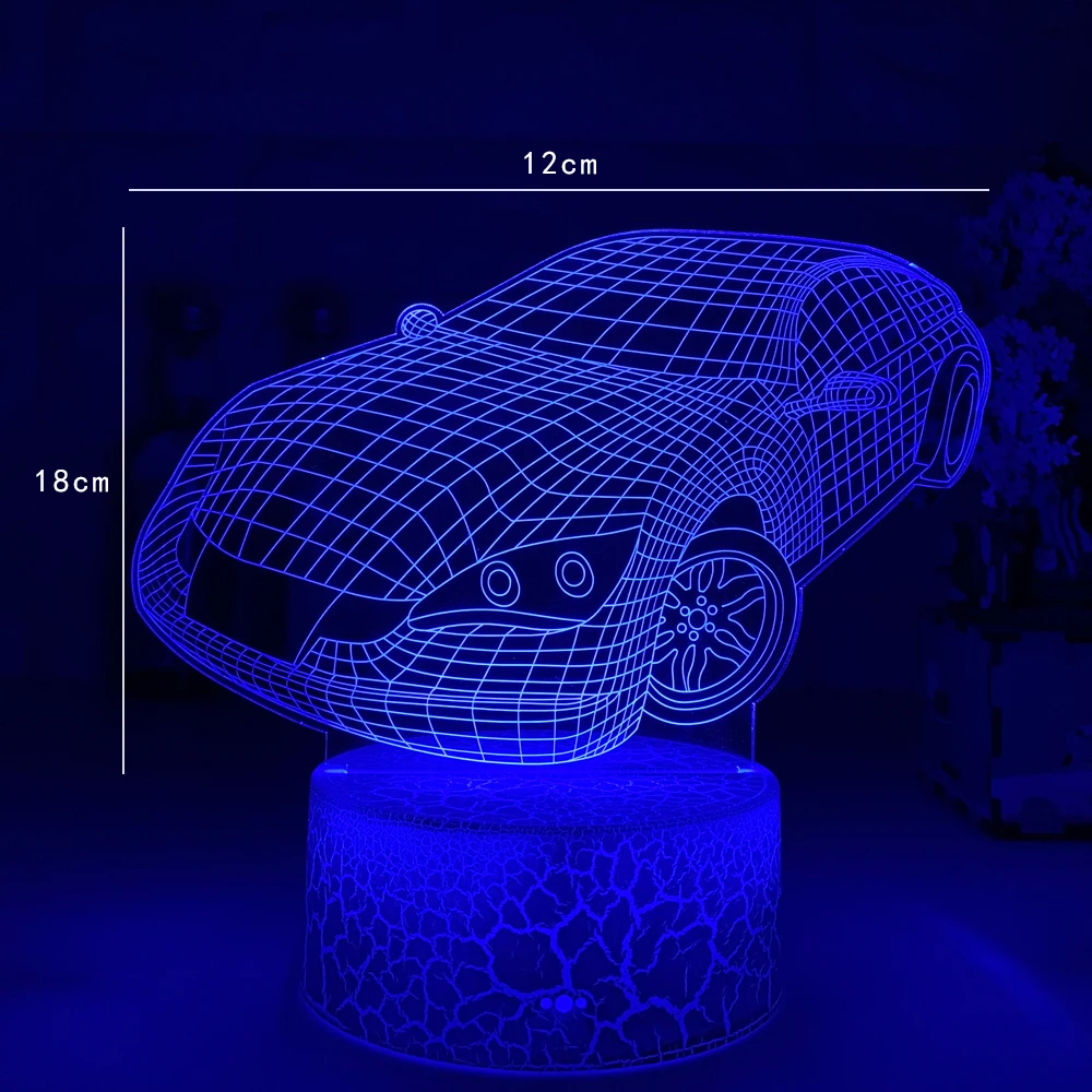 

Sports Car 3D Illusion Lamp for Child Bedroom Decor Nightlight Color Changing Atmosphere Event Prize Led Night Light Supercar