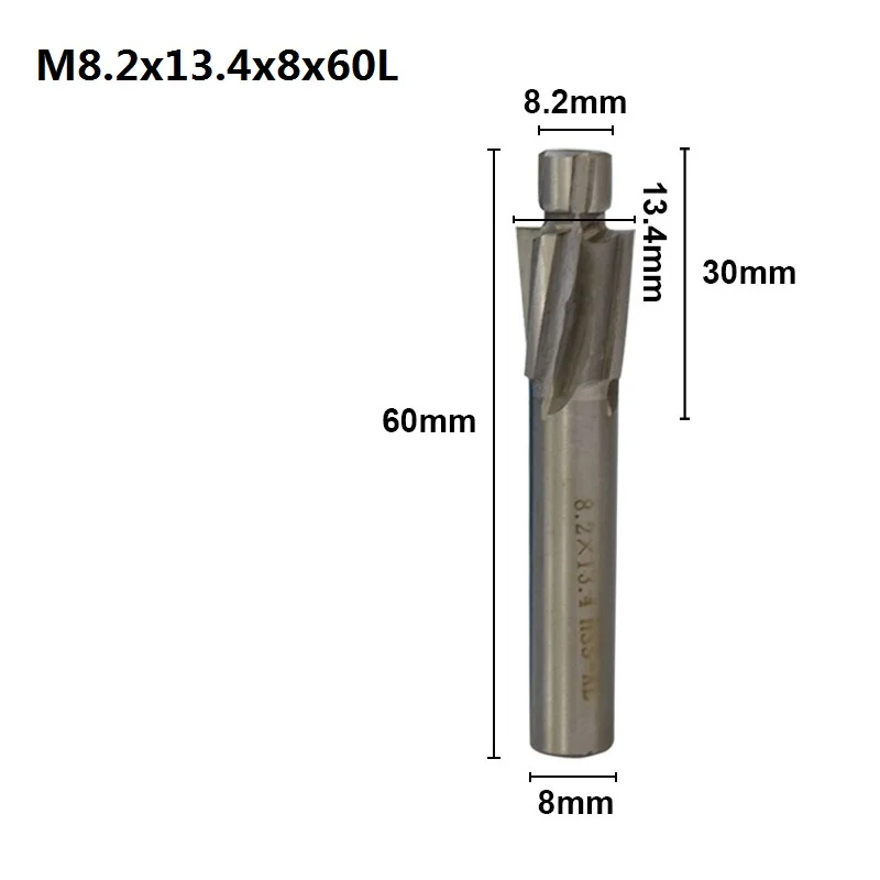 M8.2x13.4x8x60 XCAN 1 шт. 4 Флейта HSS Цековка торцевой фрезы M3.2-M16.5 пилота долбежный инструмент фреза для дерева/металла сверления Зенковка - Длина режущей кромки: M8.2x13.4x8x60