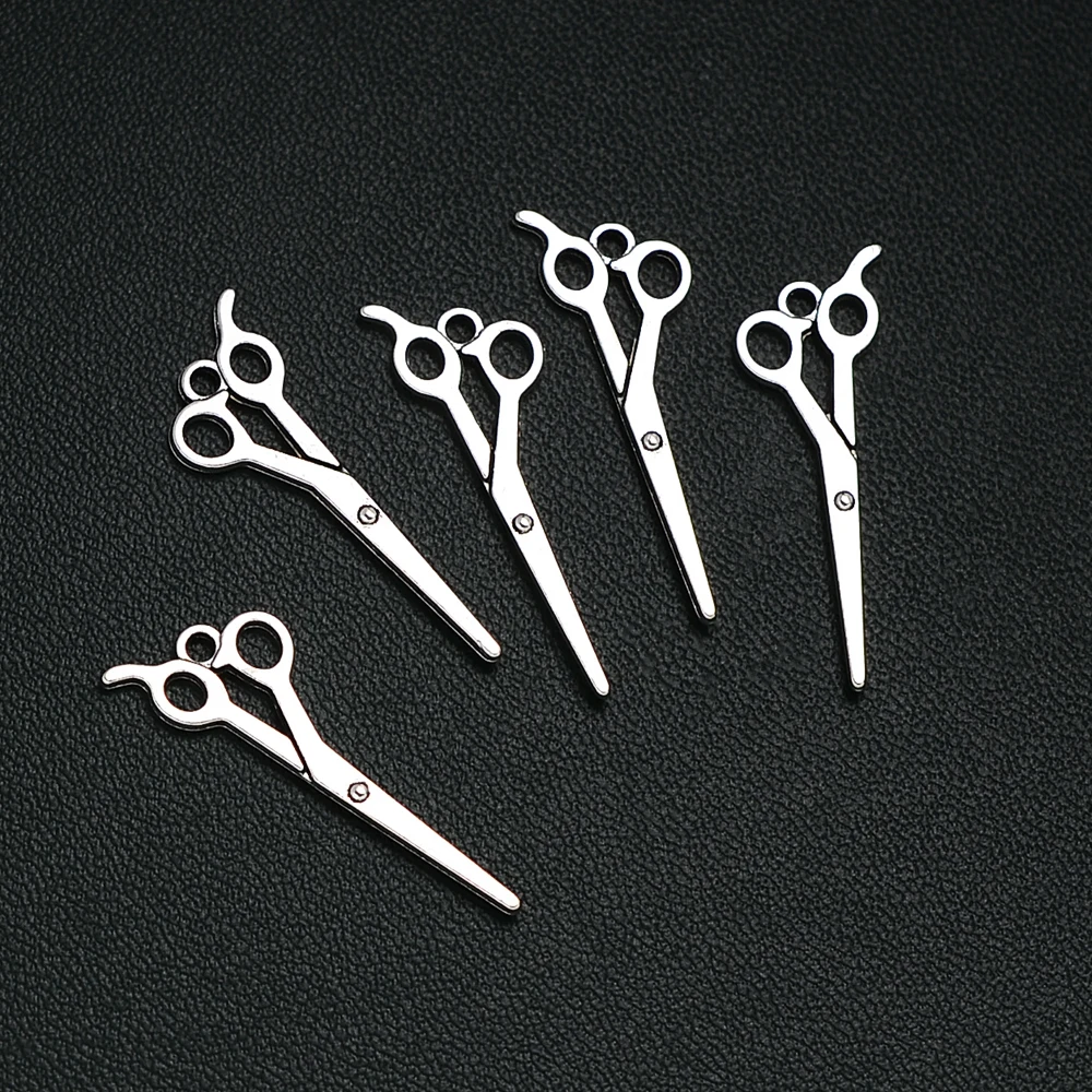 

30PCS/Lots 10x30mm Antique Silver Plated Scissors Barber Tools Charms Hair Cut Pendants For Diy Fashion Jewellery Finding