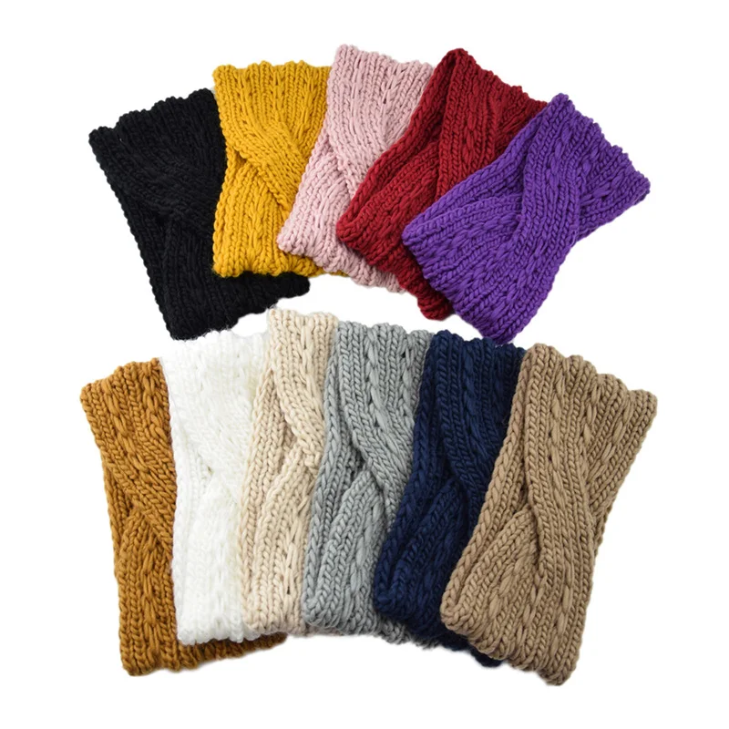 

Wide Knitted Headband Bows Knotted Winter Women Turban Hair Accessories For Girls Lady Soft Knitting Winter Headbands bandana